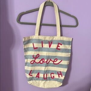 Old Navy Striped “Live Love Laugh” Canvas Tote Bag